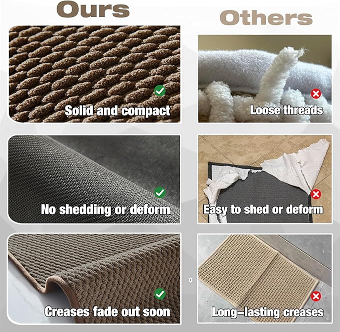 Bathroom Runner Rug, Long Bath Mat Washable Thin Quick Dry Low Pile Bathroom Runner Rugs Non Slip, Brown 24"x70"