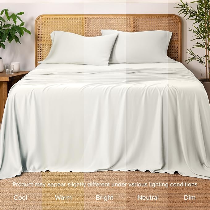 Bare Home 100% Rayon Made from Bamboo Twin XL Sheet Set - 3 Piece Bedding Set - Deep Pockets - Breathable - Easy Fit - Bedding Sheets & Pillowcases (Twin XL, Cream)