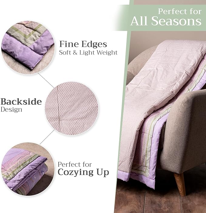 Maison d' Hermine Throw Blanket for Couch Lightweight Soft Warm Breathable Cotton Throw Blankets for Bed Girls Boys Women Men Gifts Sofa Travel Living Room Chair Bedding (50"x60", Magnolia Mornings)