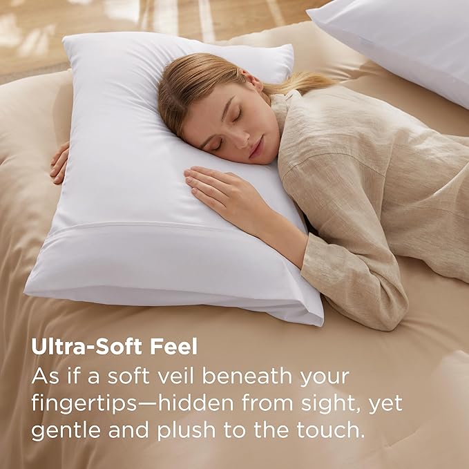 Bedsure King Size Pillow Cases Set of 2 - White Brushed Microfiber Pillowcases 2 Pack, Super Soft Pillow Case Cover with Envelope Closure, Wrinkle, Fade and Stain Resistant, 20x36 Inches