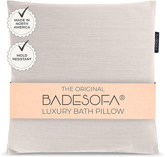 BADESOFA® Luxury Bath Pillow M - Lusciously Soft & Comfortable Tub Pillow for Bathtub - Washable & Quick-Drying Bath Back Pillow - Non-Slip Full Body Tub Pillow - Luxury Spa Cushion in Ivory Pearl