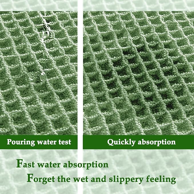 ZALL Waffle Bath Mat,Super Absorbent Non Slip Bathroom Rug,Sage Green 24X72inch,Machine Washable Ultra Soft Floor Mats