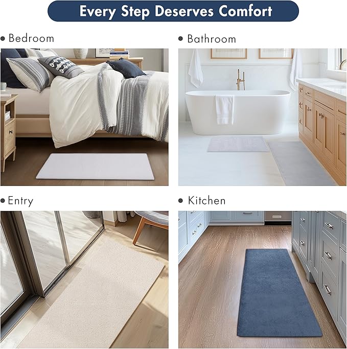 Madison Park Signature Marshmallow Bathroom Rug Non Slip, Luxrurious Plush Bath Mat, Absorbent, Quick Dry, Spa Design Bath Room Décor, 24x72, Navy