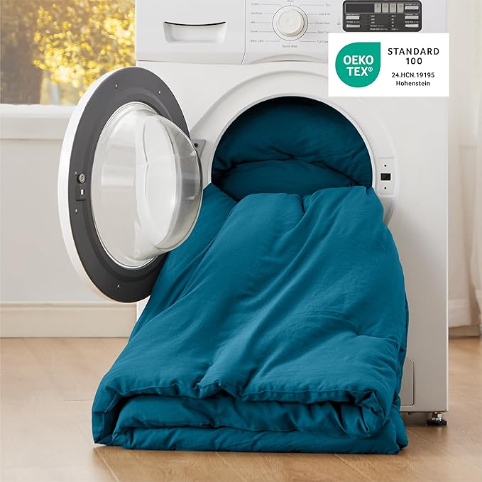 Bedsure Queen Size Comforter Set, Teal Soft Prewashed Bedding for All Seasons, 3 Pieces GentleSoft™ Warm Down Alternative Bed Set, 1 Lightweight Comforter (90"x90") and 2 Pillowcases (20"x26")