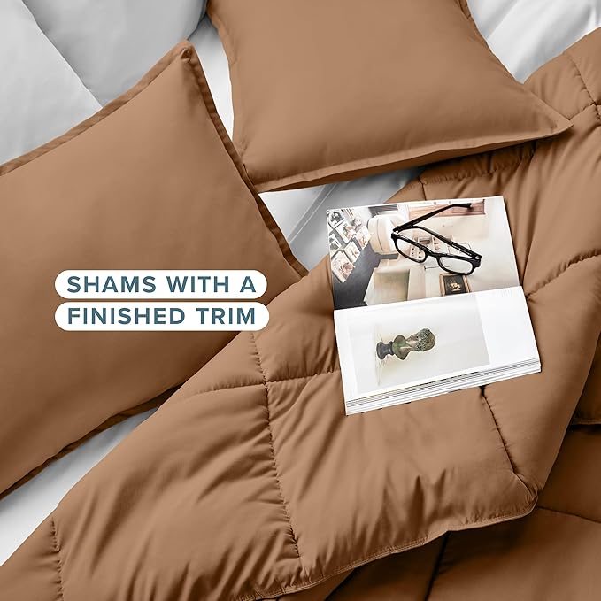 Bare Home Comforter Set - Full Size - Ultra-Soft - Goose Down Alternative - Premium 1800 Series - All Season Warmth (Full, Caramel)