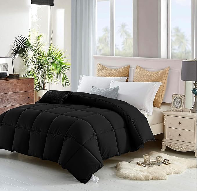 Lavish Comforts Luxury Hotel Plush Fluffy Black Comforter - 104" x 86"