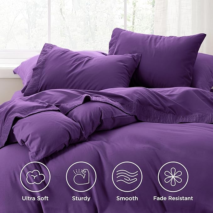 Bedsure Queen Sheet Set - 4 Pieces Soft Queen Size Purple Sheets - Breathable & Cooling - Hotel Luxury - Easy Care Polyester Microfiber Bedding for Women, Men