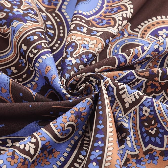 Boho Shower Curtain 78 Inches Long, Brown and Blue Bohemian Paisley Pattern Fabric Shower Curtains for Bathroom, Decorative Waterproof Bathroom Curtains, 72" W x 78" H