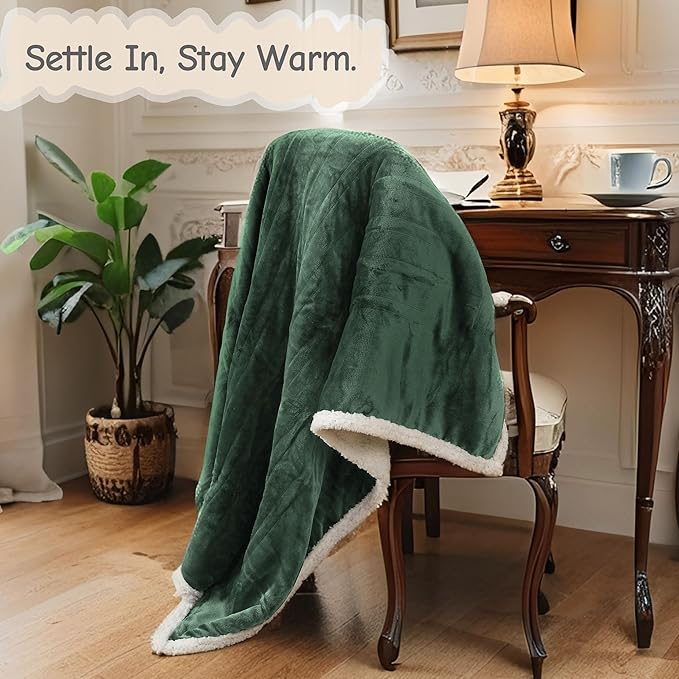 Electric Heated Blanket Queen Size 84"x90", Soft Flannel with Dual Controllers & Overheat Protection, 6 Adjustable Heat Settings & 10-Hour Auto-Off Timer, Fast Heating for Winter Comfort, Dark Green