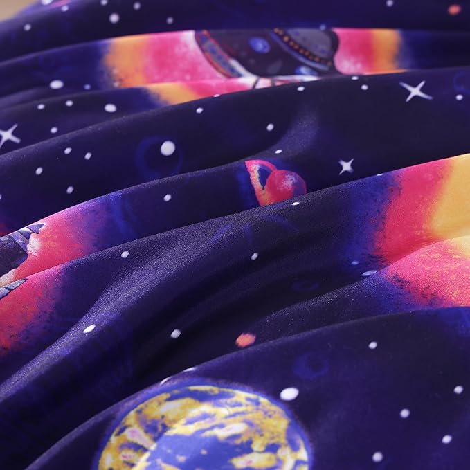 Twin Comforter Set for Boys-5 Pieces Space Rocket Twin Bedding Sets for Kids, Ultra Soft Bed in A Bag with Sheets