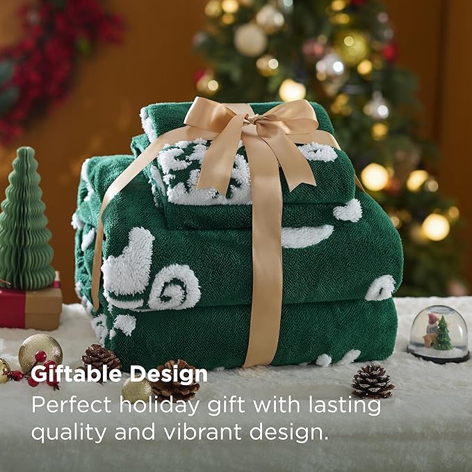 Bedsure Fluffy Christmas Duvet Cover Set - Ultra Soft Plush Shaggy Comforter Cover Queen Size, Warm Flannel Fleece Bed Sets for Winter, 3 Pieces, Gingerbread Man Pattern, Green