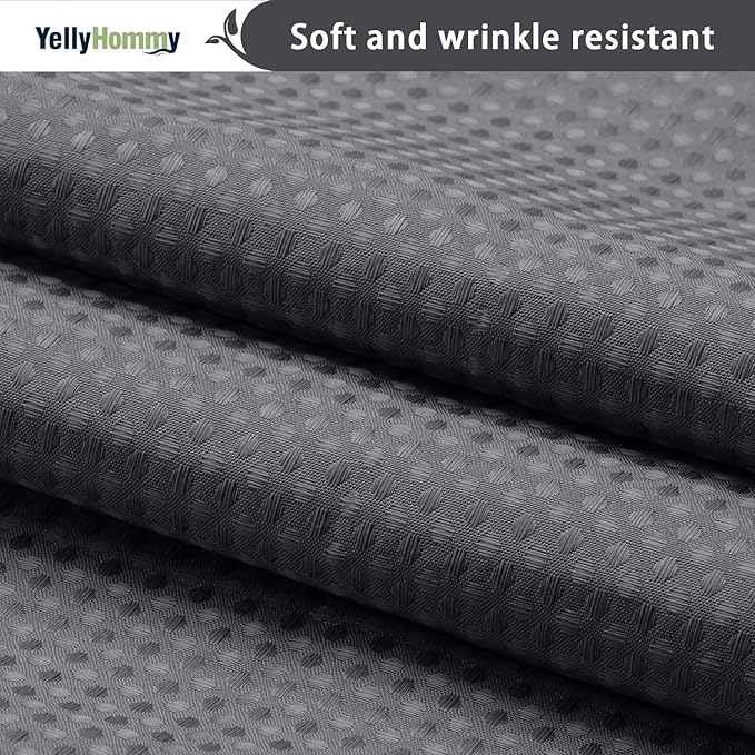 YellyHommy No Hook Shower Curtain with Snap in Liner Set Less Waffle Shower Curtain for Bathroom (Dark Grey, 87" L x 72" W)