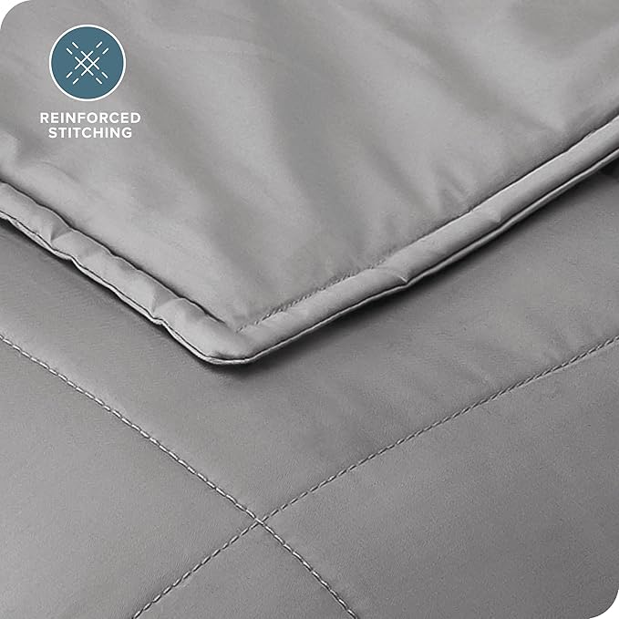 Bare Home Weighted Blanket All-Natural 100% Cotton with Nontoxic Glass Beads 40"x 60" 7 lbs, Light Grey