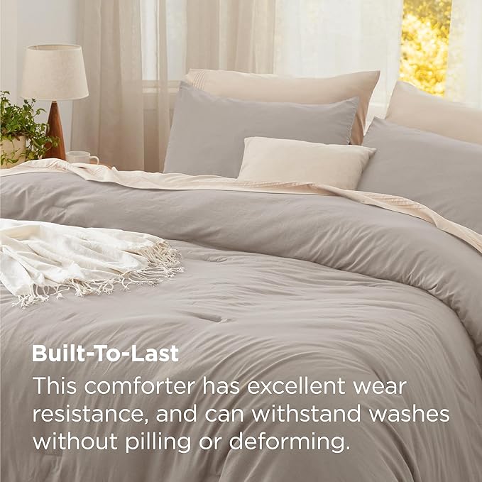 Bedsure Twin/Twin XL Comforter Set, Linen Soft Prewashed Bedding for All Seasons, 2 Pieces GentleSoft™ Warm Down Alternative Bed Set, 1 Lightweight Comforter (68"x88") and 1 Pillowcase (20"x26")