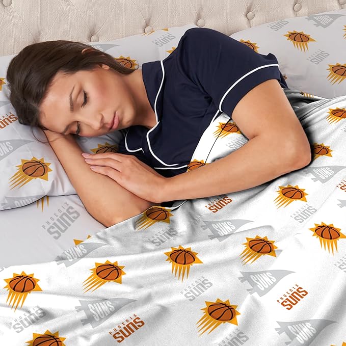 Northwest Officially Licensed Phoenix Suns NBA Full Size Sheet Set – Soft Team Logo Bedding for Dorms, Bedrooms, Fan Caves & Game Day Style