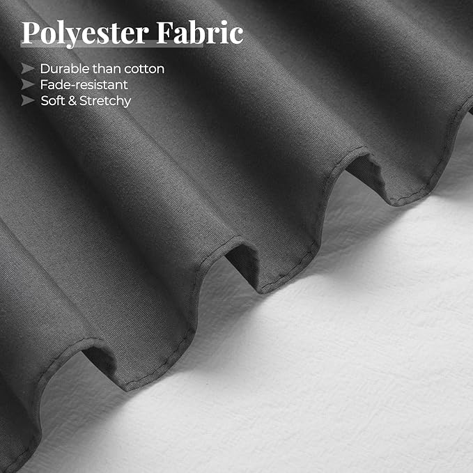 RIMELA Dark Grey Bed Skirt Queen Size 18 Inch Drop, Elastic Bed Skirting for Bed Base and Frame, Bedding Dust Ruffle Easy to Install, Lightweight Wrap Around Adjustable Bedskirt