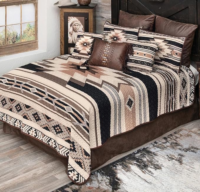 BLACK FOREST DECOR Sunset Crossing King Quilt Set - Lightweight, Southwestern Style Bedding with Bold Geometric Print, Includes Quilt and Shams, Machine Washable