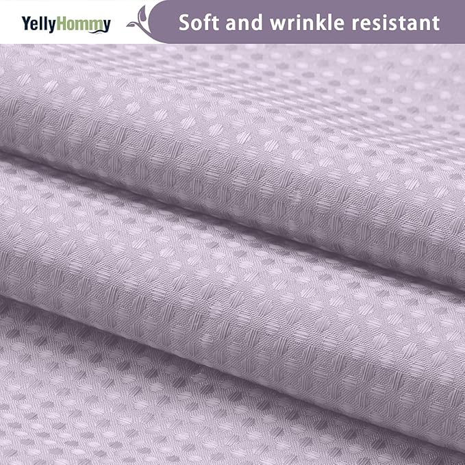 YellyHommy No Hook Shower Curtain with Snap in Liner Set Less Time Waffle Shower Curtain for Bathroom (Lavender, 81" L x 72" W)