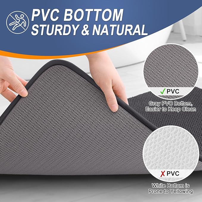 OLANLY Thick Memory Foam Bath Mat Rug 34x21, Extra Soft Absorbent Bathroom Rug, Quick Dry Bath Mats, Non-Slip, Machine Washable Carpet for Bathroom, Tub and Shower, Home Decor Accessories, Dark Grey