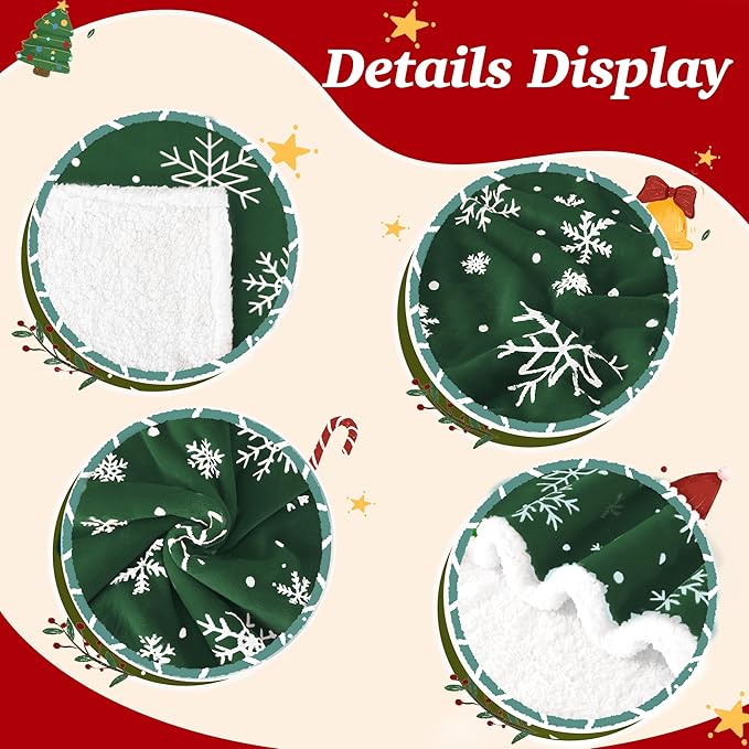Touchat Christmas Throw Blanket, Sherpa Christmas Blankets, Fuzzy Fluffy Soft Cozy Blanket, Fleece Flannel Plush Microfiber Blanket for Couch Bed Sofa (50" X 60",Green Snowflake)