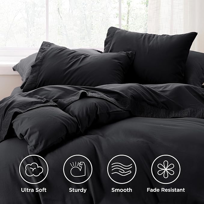 Bedsure California King Sheet Sets - 4 Pieces Soft Cal King Sheets - Breathable & Cooling - Hotel Luxury - Easy Care Polyester Microfiber Bedding for Women, Men, Black