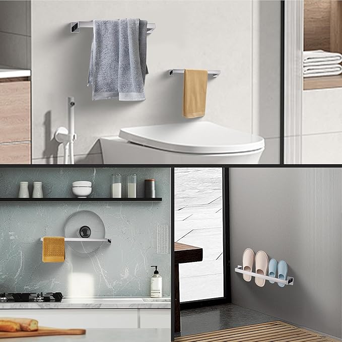 LANC 16-Inche Chrome Towel Bars for Bathroom Wall Mounted, Total-18 Hand Towel Holder Silver Towel Racks Stainless Steel Towel Rods for Bathroom Lavatory Towel Hanger, Polished A8804CP-4P1