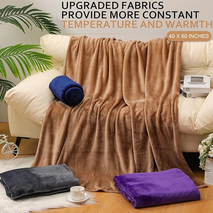 Toulite 24 Pcs Bulk Flannel Fleece Blankets for Homeless Donations Cozy Fleece Throw Blankets Winter Fleece Blanket Bulk for Donations Bed Couch Sofa Home Camping Wedding Gifts (Elegant,40 x 60 Inch)