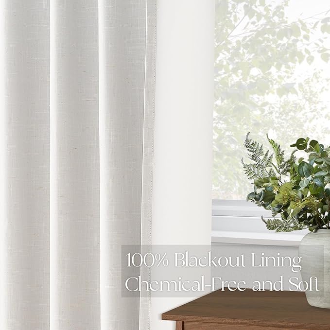 Topfinel 92 Inch Long Black Out Custom Drapery Panels, Double Pinch Pleated Window Coverings, Kids Summber Boho Farmhouse Heat Blocking Sound Block Back Tab Curtains for Patio Sunroom Bay Window