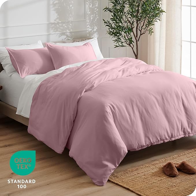 Bare Home Bedding Duvet Cover California King Size - Premium 1800 Super Soft Collection - Lightweight, Cooling - Soft Breathable Bedding Duvet Cover (Cal King, Dusty Pink)