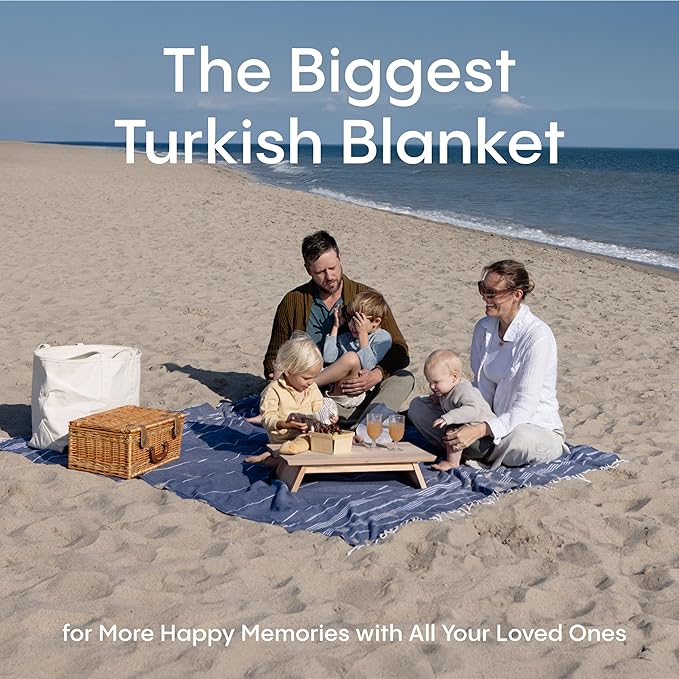 WETCAT Turkish Beach Blanket Sandproof (82"x82") 100% Turkish Cotton, Made in Turkey - Sand Free, Ultra Soft, Extra Large Throw for Picnic – Teal
