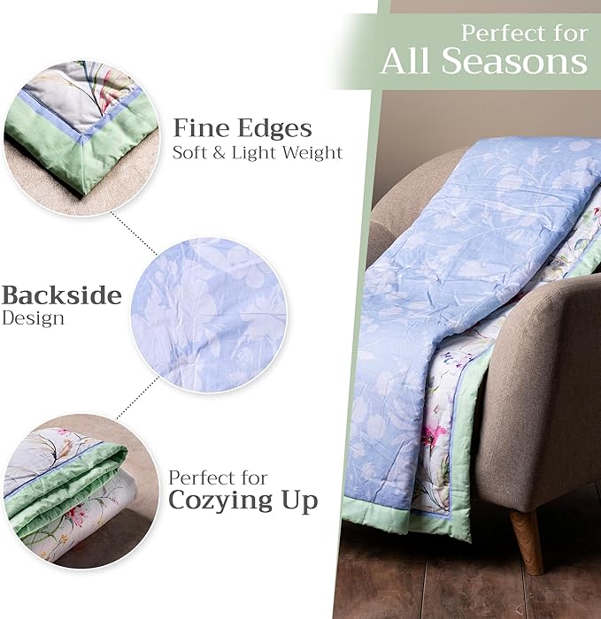 Maison d' Hermine Throw Blanket for Couch Lightweight Soft Warm Breathable Cotton Throw Blankets for Bed Girls Boys Women Men Gifts Sofa Travel Living Room Chair Bedding (50"x60", Summer Floral)