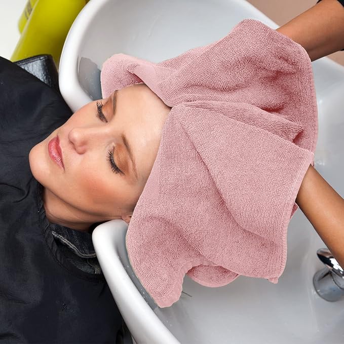 Utopia Towels, Salon Towel, Pack of 24, Not Bleach Proof, 16 by 27 Inches, Highly Absorbent Cotton Towels for Hand, Gym, Beauty, Spa, and Home Hair Care, Dusty Pink