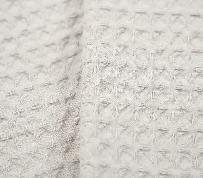 HILLFAIR 100% Combed Cotton Blanket– Twin Size Bed Blankets– Warm Soft All Season Breathable Lightweight Summer Blankets– Waffle Weave Home Decor Bed Blanket- Ivory Twin Bed Cotton Blankets/Bedcovers
