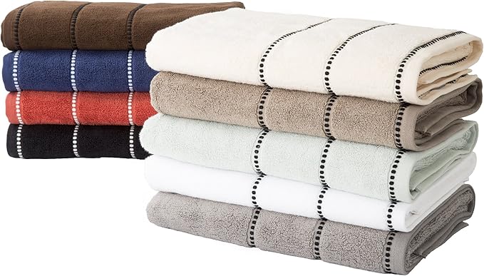 Lavish Home 6 Piece Bathroom Towels Set - 525GSM 100% Cotton Bathroom Essentials - 2 Bath Sheets, 2 Hand Towels, and 2 Wash Cloths for Bath, Shower, Gym, Spa, and Dorm Room (White)