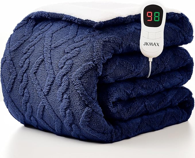 Heated Electric Blanket Full Size-72"x84" Heating Blanket with 10 Heating Levels & 5 Time Settings Over-Heat Protection，Winter Warmer for Adults with ETL Certification（Navy Blue）