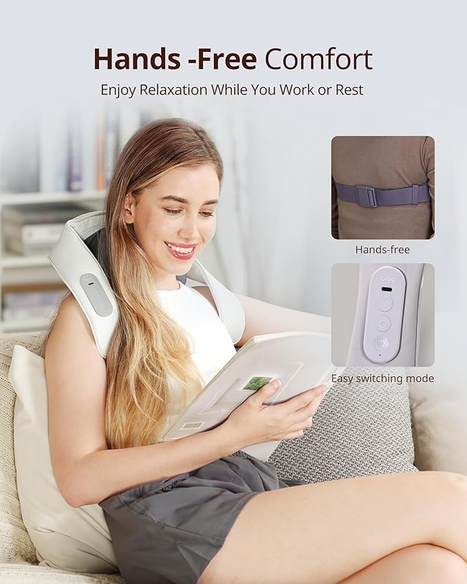 Shiatsu Neck and Back Massagers with Heat, 150 Mins Uses, 4 Modes & Adjustable Massage Head, Electric 3D Deep Tissue Kneading for Shoulder, Leg, Muscle Soreness, Pain Relief, Relaxation for Women, Men