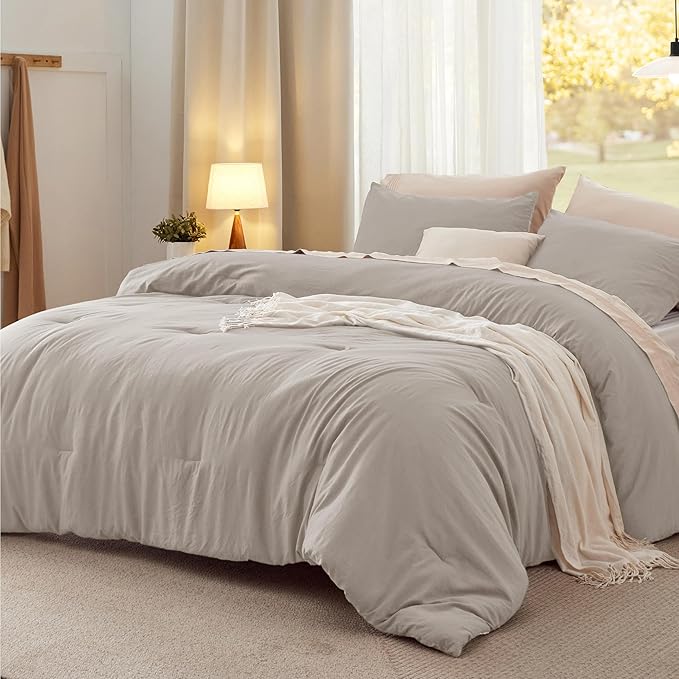 Bedsure Twin/Twin XL Comforter Set, Linen Soft Prewashed Bedding for All Seasons, 2 Pieces GentleSoft™ Warm Down Alternative Bed Set, 1 Lightweight Comforter (68"x88") and 1 Pillowcase (20"x26")