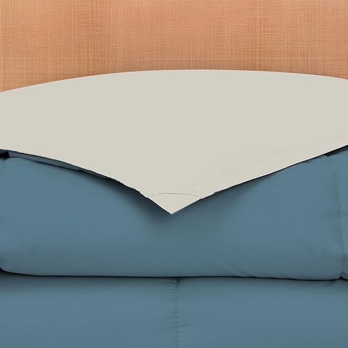 Modern Threads Down Alternative Reversible Comforter Teal/Beige Queen