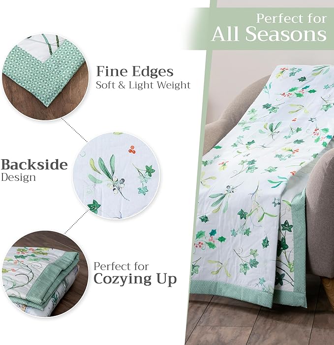 Maison d' Hermine Throw Blanket for Couch Lightweight Soft Warm Breathable Cotton Throw Blankets for Bed Girls Boys Women Men Gifts Sofa Travel Living Room Chair Bedding (50"x60", Snowy World)