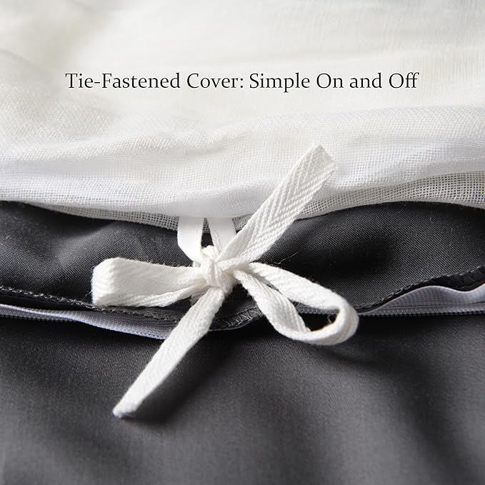 CUDDLE DREAMS Silk Filled Comforter for All Season, Detachable Tencel Duvet Cover for Easy Care, Naturally Breathable (Steel Gray, Twin)