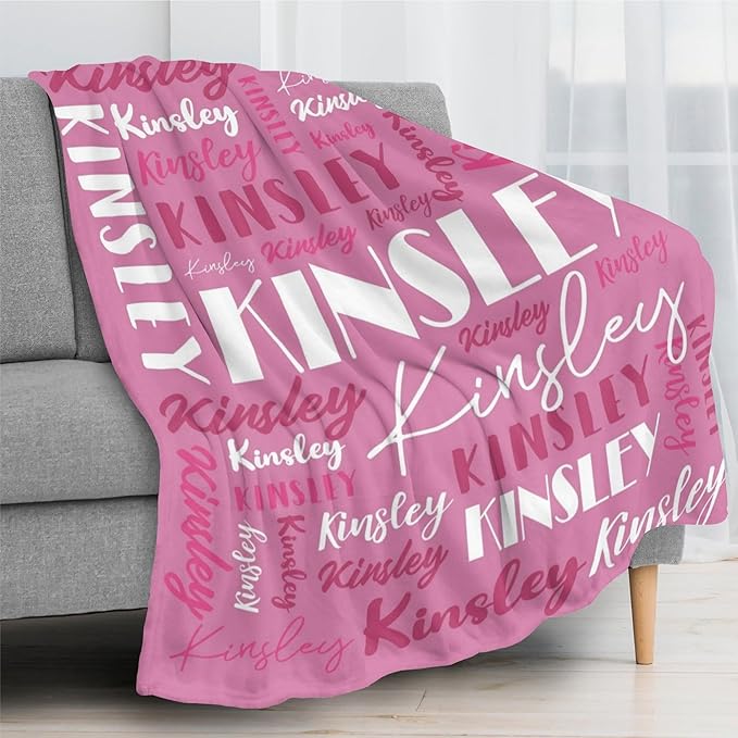 Name Blanket Personalized Blanket for Adult Kids Flannel Customize Throw Blanket Custom (Color 06, 40 x 50 Inches)