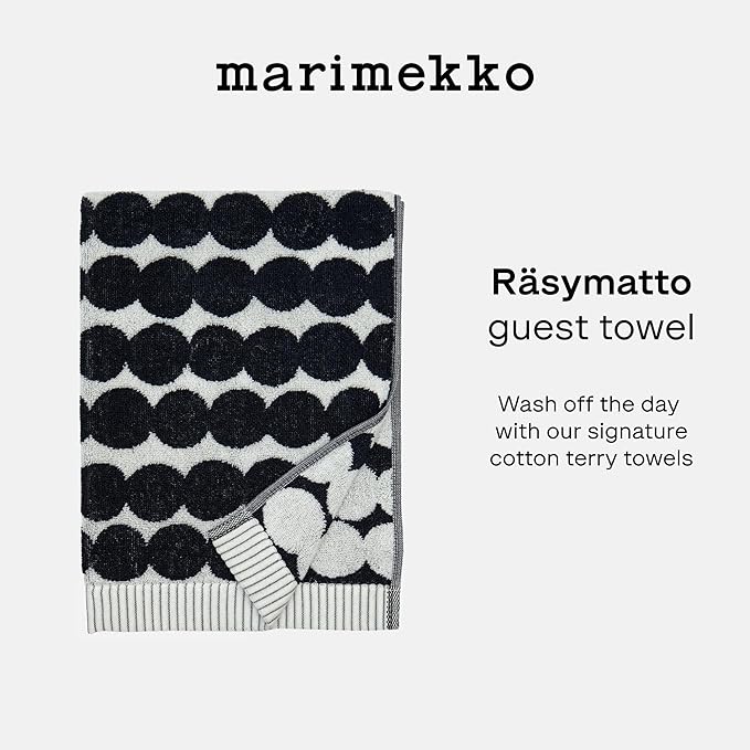 MARIMEKKO Räsymatto Terry Cotton Guest Towel – Polka Dot Patterned Guest Towels – 20 in x 12 in