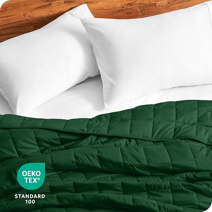 Bare Home Weighted Blanket King Size 25lb (80" x 87") for Adults - All-Natural 100% Cotton - Premium Heavy Blanket Nontoxic Glass Beads (Forest Green, 80"x87")