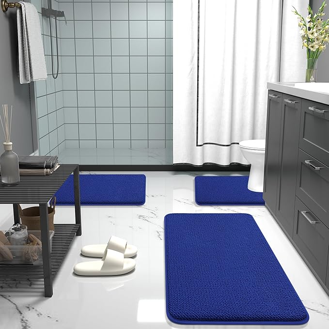 OLANLY Thick Memory Foam Bath Mat Rug 36x24, Extra Soft Absorbent Bathroom Rug, Quick Dry Bath Mats, Non-Slip, Machine Washable Carpet for Bathroom, Tub and Shower, Home Decor Accessories, Royal Blue