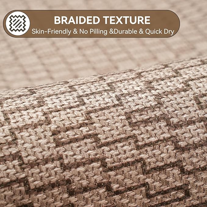 Bathroom Rugs Mat 20x31, Non Slip Ultra Thin Bath Mat Quick Dry Absorbent Washable Woven Half Round Bath Mats for Bathroom Floor Rubber Backed Fit Under Door Brown