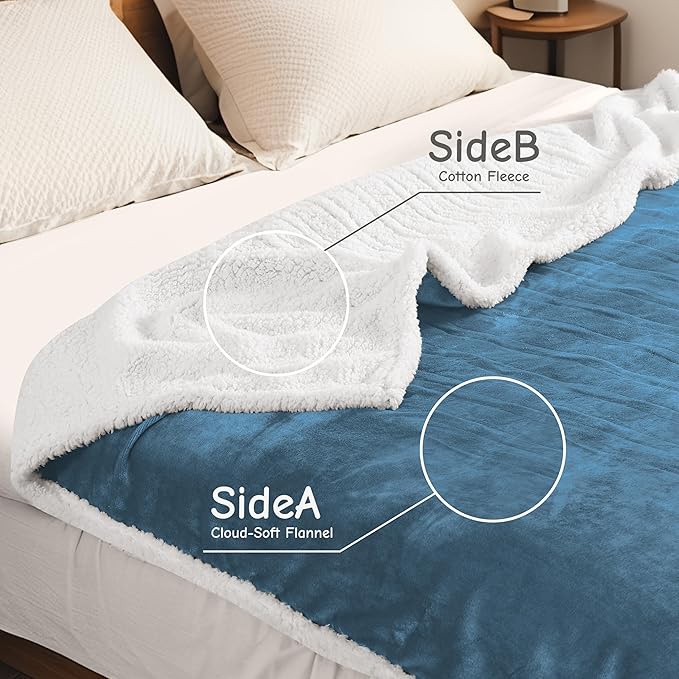 Electric Heated Blanket Twin Size 62"x84", Soft Flannel with Overheat Protection, 6 Adjustable Heat Settings & 10-Hour Auto-Off Timer, Fast Heating for Winter Comfort, Blue
