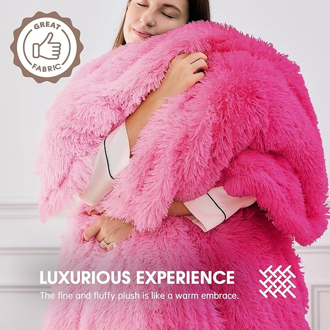 Heated Electric Blanket Throw,Warm Winter Birthday Gifts for Women Her Grandma-Faux Fur with Soft Sherpa,10 Heat Settings,5 Time Settings with Fast Heating, 50x60, Rose Red