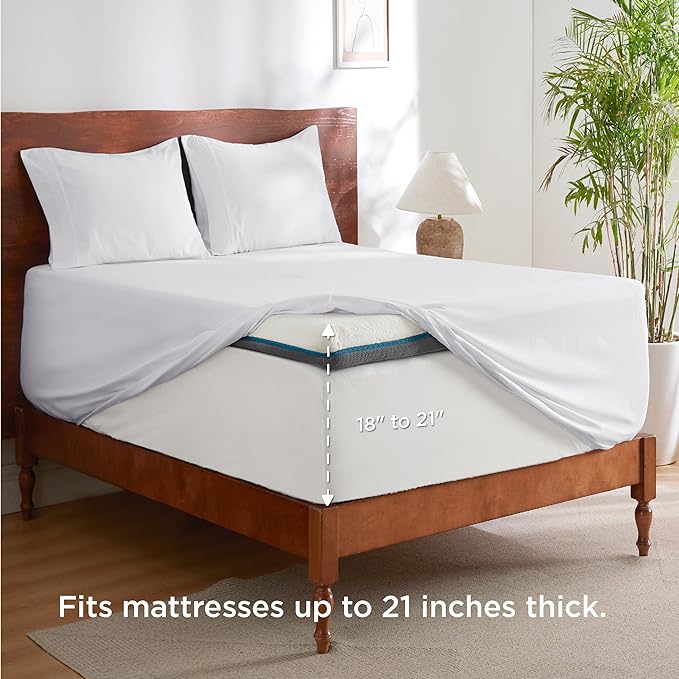 Bedsure Twin XL Sheets Dorm Bedding, GentleSoft Breathable Extra Long Twin Sheets & Pillowcases, Moisture Wicking Cooling, Deep Pocket Fits Mattress Up to 21 Inches Thick, White