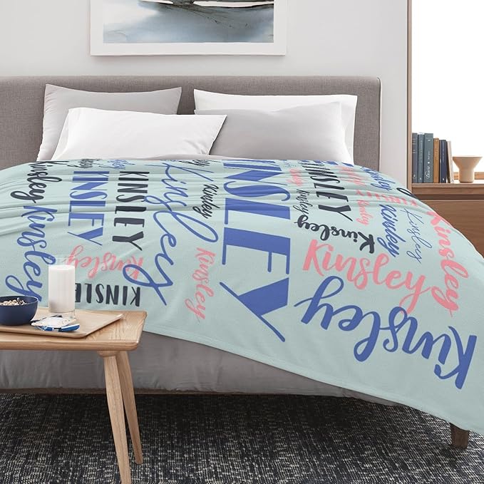 Name Blanket Personalized Blanket for Adult Kids Flannel Customize Throw Blanket Custom (Color 11, 30 x 40 Inches)