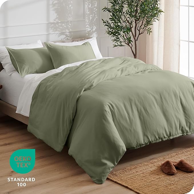 Bare Home Bedding Duvet Cover Extra Long Size - Premium 1800 Super Soft Collection - Lightweight, Cooling - Soft Breathable Bedding Duvet Cover (Twin/Twin XL, Sage)